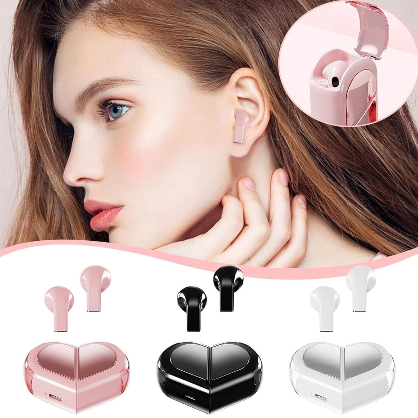 Heart-Shaped Wireless Earbuds