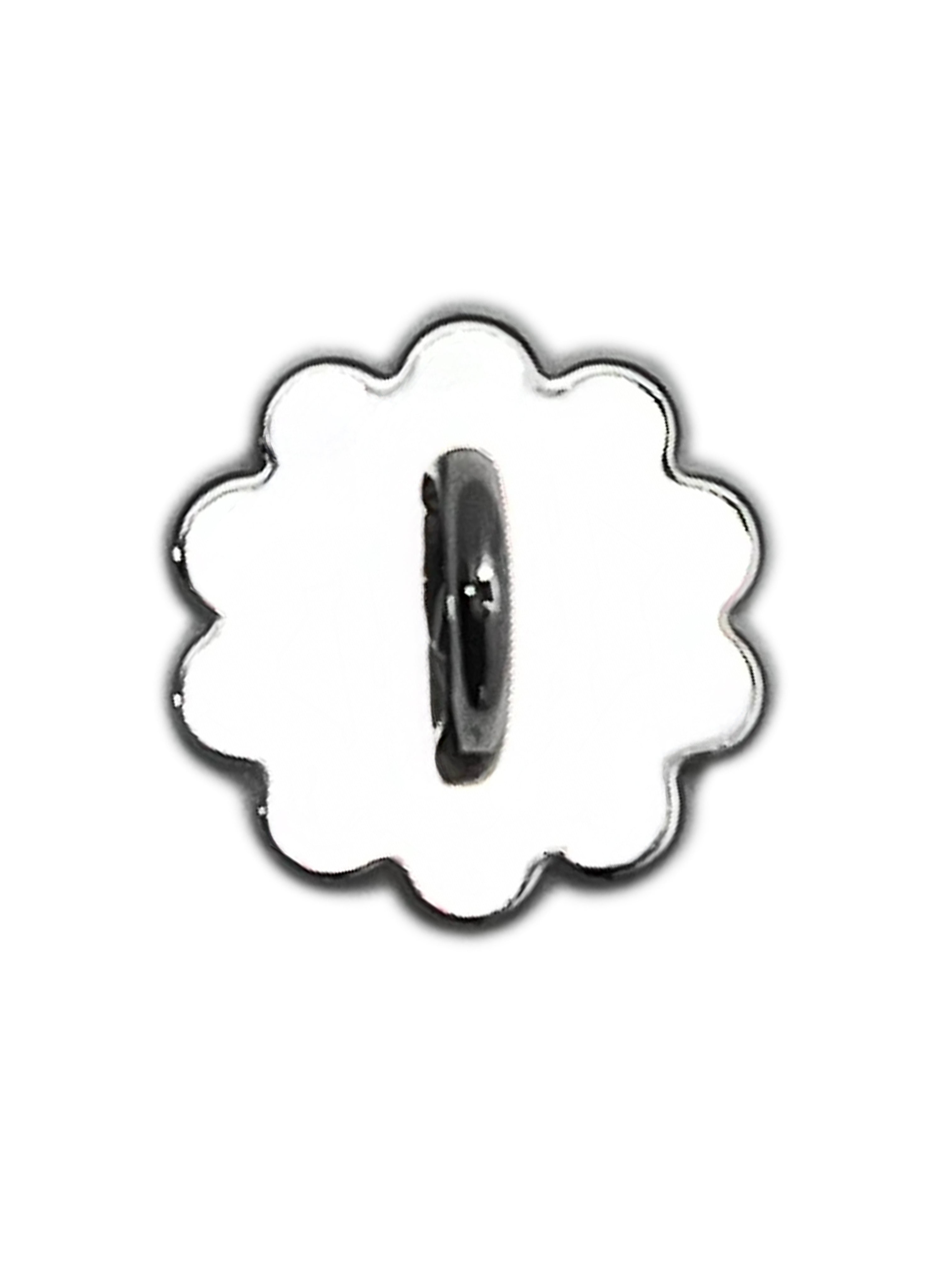 LoveBeats Floral Phone Charm Holder, a silver flower-shaped metal anchor point for phone accessories, isolated on a white background.